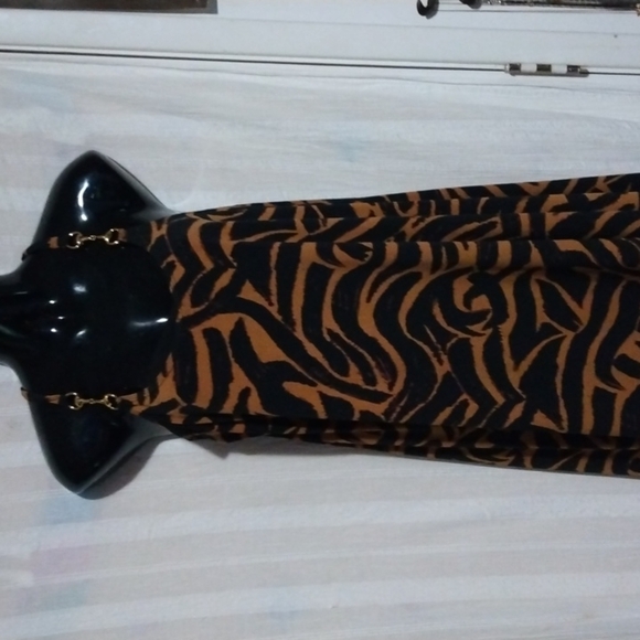Cache animal print  dress with gold clip accents Size 4 - Picture 1 of 6
